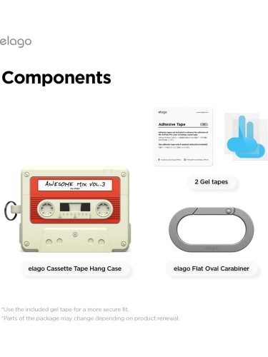 Elago для AirPods Pro 3 чехол Unique Cassette Tape Hang case White/Red