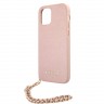 Чехол Guess PU Saffiano Hard +Gold Hand Chain для iPhone 12 | 12 Pro, розовый