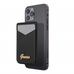 Бумажник Guess Wallet Cardslot Magsafe Saffiano Script logo, черный