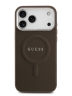 Guess для iPhone 17 Pro Max чехол PU Grained leather Classic metal logo & Cam Hard Brown (MagSafe)