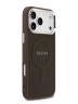 Guess для iPhone 17 Pro Max чехол PU Grained leather Classic metal logo & Cam Hard Brown (MagSafe)