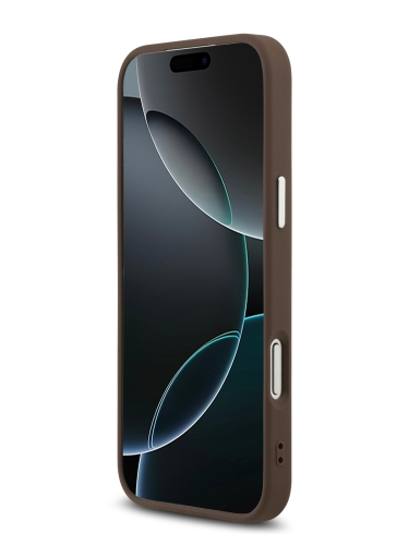 Guess для iPhone 17 Pro Max чехол PU Grained leather Classic metal logo & Cam Hard Brown (MagSafe)