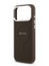 Guess для iPhone 17 Pro Max чехол PU Grained leather Classic metal logo & Cam Hard Brown (MagSafe)