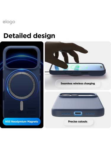 Elago для iPhone 17 Pro чехол Magnetic Silicone Jean Indigo (MagSafe)