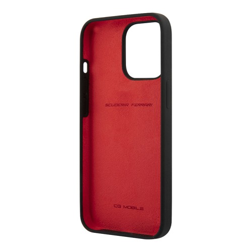 Чехол Ferrari Liquid Silicone with metal logo Hard для iPhone 13 Pro, черный