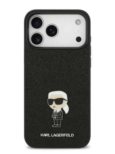 Karl Lagerfeld для iPhone 17 Pro Max чехол Fixed glitters NFT Karl Ikonik Metal pin Hard Black