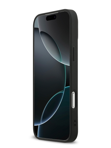 Karl Lagerfeld для iPhone 17 Pro Max чехол Fixed glitters NFT Karl Ikonik Metal pin Hard Black