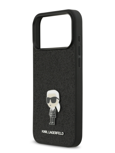 Karl Lagerfeld для iPhone 17 Pro Max чехол Fixed glitters NFT Karl Ikonik Metal pin Hard Black