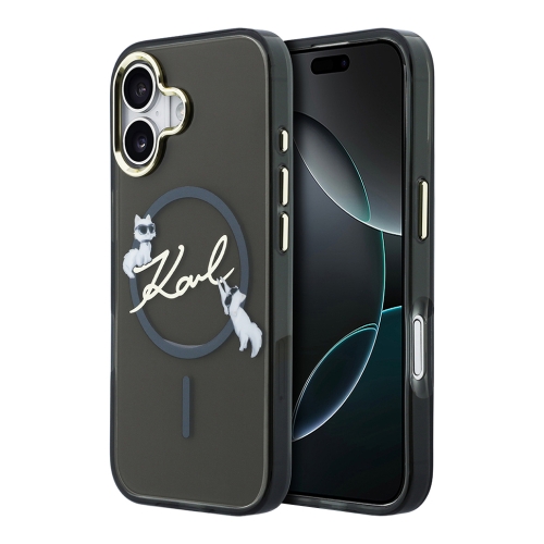 Karl Lagerfeld для iPhone 17 чехол IML NFT Choupettes Script logo Metal Cam Hard Black (MagSafe)