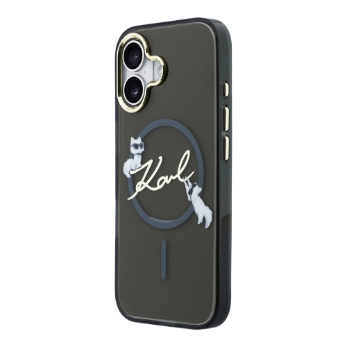 Karl Lagerfeld для iPhone 17 чехол IML NFT Choupettes Script logo Metal Cam Hard Black (MagSafe)