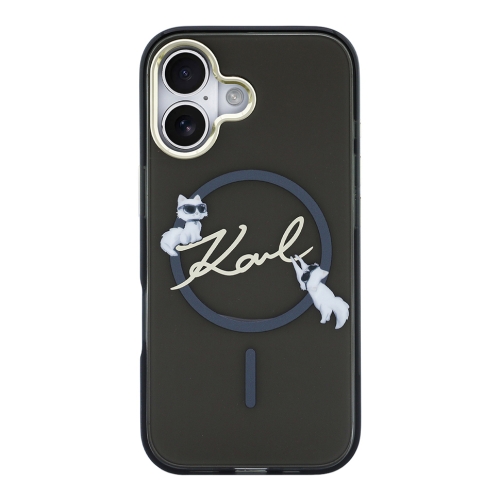 Karl Lagerfeld для iPhone 17 чехол IML NFT Choupettes Script logo Metal Cam Hard Black (MagSafe)