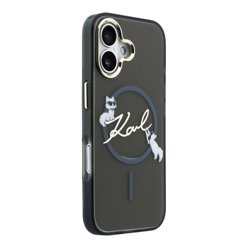 Karl Lagerfeld для iPhone 17 чехол IML NFT Choupettes Script logo Metal Cam Hard Black (MagSafe)