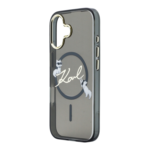Karl Lagerfeld для iPhone 17 чехол IML NFT Choupettes Script logo Metal Cam Hard Black (MagSafe)