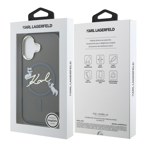 Karl Lagerfeld для iPhone 17 чехол IML NFT Choupettes Script logo Metal Cam Hard Black (MagSafe)
