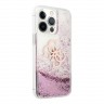 Чехол Guess Liquid glitter 4G Big logo Hard для iPhone 13 Pro, розовый