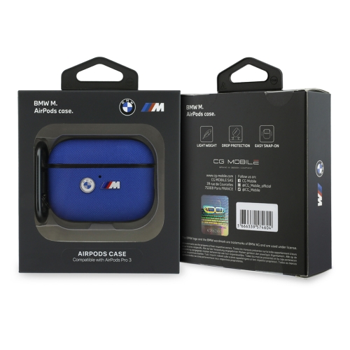 BMW для Airpods Pro 3 чехол M-series PU Meshed Leather Metal logo Blue