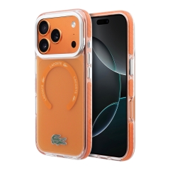 Lacoste для iPhone 17 Pro Max чехол ShockProof Lacquer Metal logo &amp; Cam Hard Frosted Orange(MagSafe)