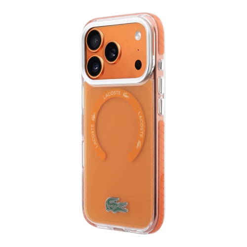 Lacoste для iPhone 17 Pro Max чехол ShockProof Lacquer Metal logo & Cam Hard Frosted Orange(MagSafe)