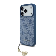 Guess для iPhone 17 Pro чехол PU 4G Classic Metal logo Hard + Charm Blue (MagSafe)