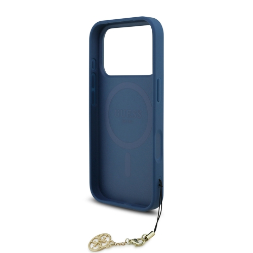 Guess для iPhone 17 Pro чехол PU 4G Classic Metal logo Hard + Charm Blue (MagSafe)