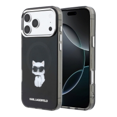 Karl Lagerfeld для iPhone 17 Pro Max чехол IML Aquarelle Choupette Front Metal cam Hard Black (MagSafe)