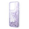 Чехол Guess Liquid glitter Triangle logo Hard Translucent для iPhone 14 Pro, фиолетовый