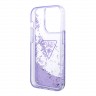 Чехол Guess Liquid glitter Triangle logo Hard Translucent для iPhone 14 Pro, фиолетовый
