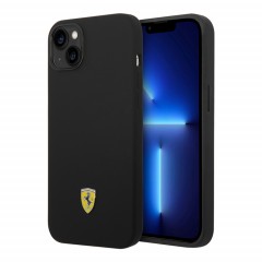 Чехол Ferrari Liquid Silicone with metal logo Hard для iPhone 14 Plus, черный (MagSafe)