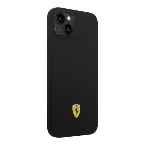 Чехол Ferrari Liquid Silicone with metal logo Hard для iPhone 14 Plus, черный (MagSafe)