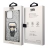 Чехол Lagerfeld Glitter flakes Ikonik patch Metal logo Hard для iPhone 14 Pro Max, серебристый