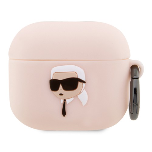 Чехол Lagerfeld Silicone case with ring NFT 3D Karl для Airpods 3 (2021), розовый