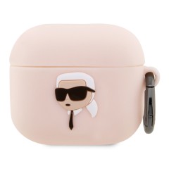 Чехол Lagerfeld Silicone case with ring NFT 3D Karl для Airpods 3 (2021), розовый