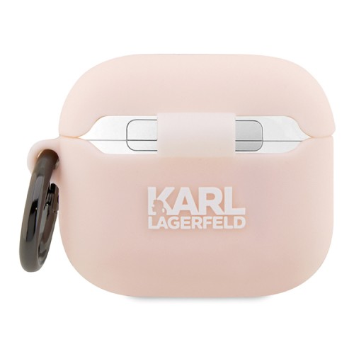 Чехол Lagerfeld Silicone case with ring NFT 3D Karl для Airpods 3 (2021), розовый