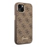 Чехол Guess PU 4G Script metal logo Hard для iPhone 14, коричневый (Magsafe)