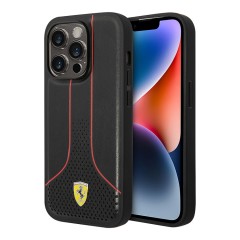 Чехол Ferrari PU-кожа Smooth/Perforated для iPhone 14 Pro, черный