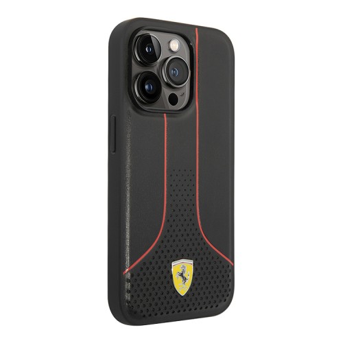 Чехол Ferrari PU-кожа Smooth/Perforated для iPhone 14 Pro, черный