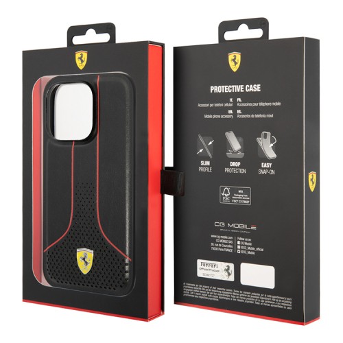 Чехол Ferrari PU-кожа Smooth/Perforated для iPhone 14 Pro, черный
