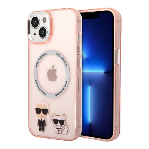 Чехол Lagerfeld Karl&Choupette Hard для iPhone 14 Plus, розовый (MagSafe)