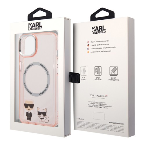 Чехол Lagerfeld Karl&Choupette Hard для iPhone 14 Plus, розовый (MagSafe)