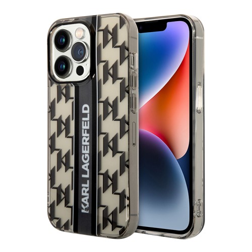 Чехол Lagerfeld Monogram Vertical logo Hard для iPhone 14 Pro Max, черный