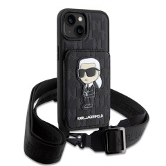 Чехол Karl Lagerfeld Crossbody cardslot PU Saffiano Monogram NFT Karl Ikonik для iPhone 13, черный