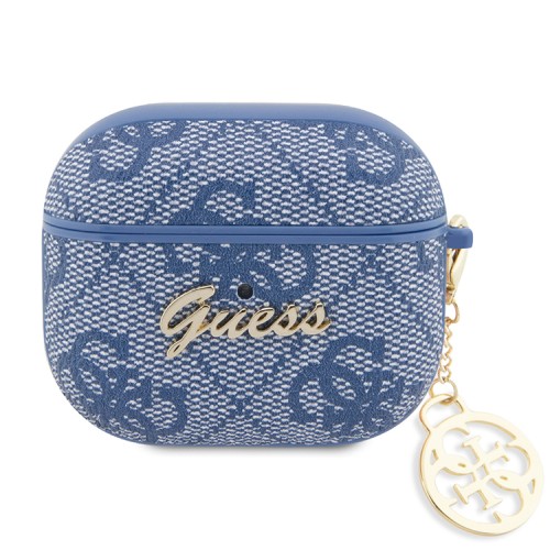 Чехол Guess PU leather 4G with metal logo and Charm для Airpods 3 (2021), синий
