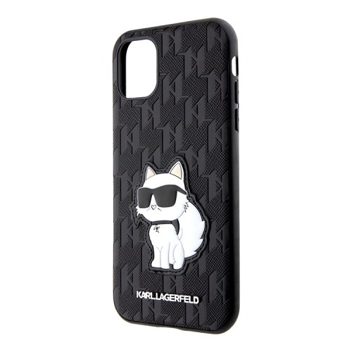 Чехол Lagerfeld PU Saffiano Monogram NFT Choupette Hard для iPhone 11, черный