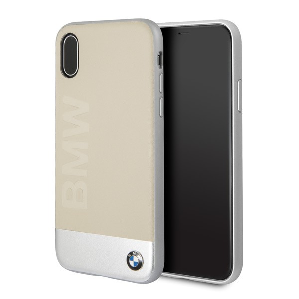 Чехол BMW Signature Bi-material Hard для iPhone X/XS кожа/алюминий, бежевый