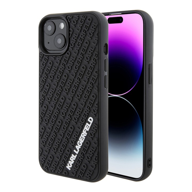 Lagerfeld для iPhone 15 Plus чехол 3D Rubber Multi Logo Hard Black