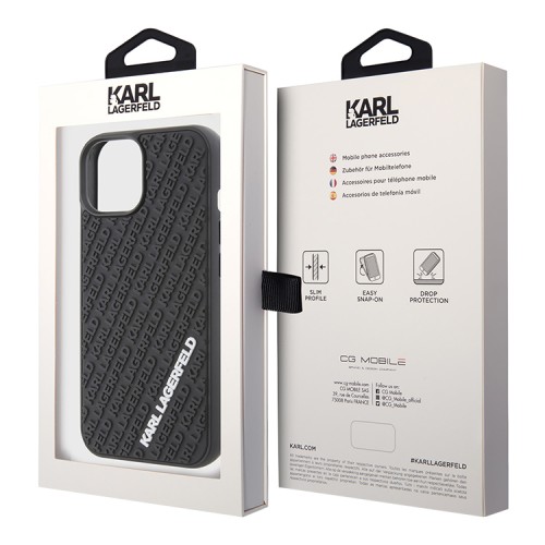Lagerfeld для iPhone 15 Plus чехол 3D Rubber Multi Logo Hard Black