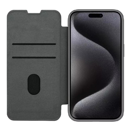 Nillkin для iPhone 15 Pro чехол QIN Pro (Cloth) Booktype Classical Grey