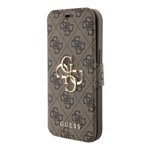Guess для iPhone 15 чехол PU 4G Big metal logo Booktype Brown