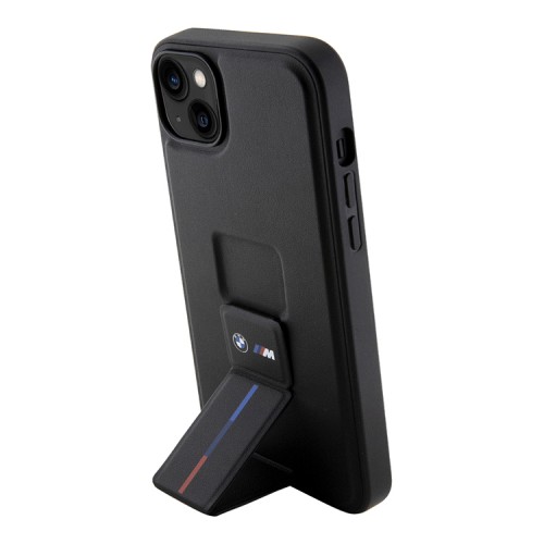 BMW для iPhone 15 чехол GripStand M-Collection PU Tricolor line Hard Black