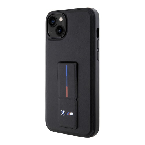 BMW для iPhone 15 чехол GripStand M-Collection PU Tricolor line Hard Black